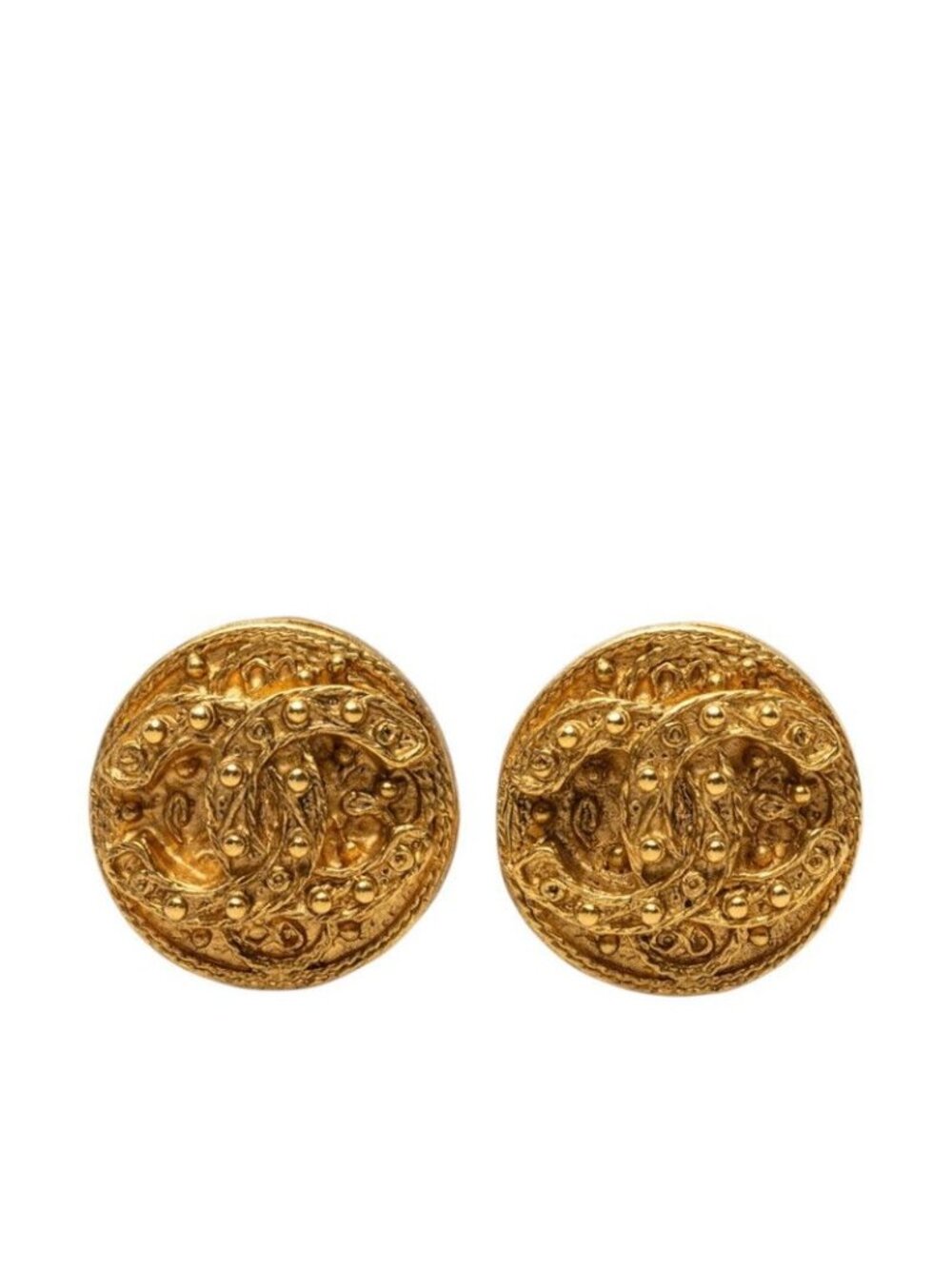 Chanel CC Logo Vintage Earrings 94A Gold Plated